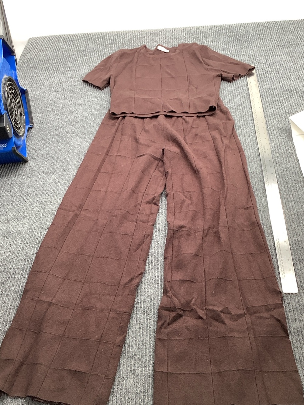 Storia Brown Wide-Leg Knit Jumpsuit